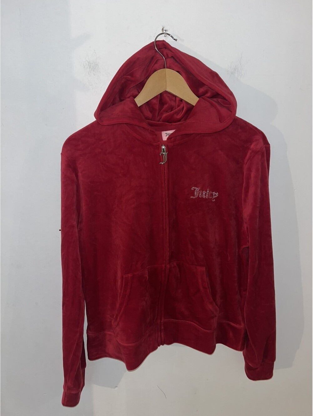 JUICY COUTURE Y2K Velour Classic Small Rhinestone Tracksuit - Large - Raspberry - Picture 2 of 9